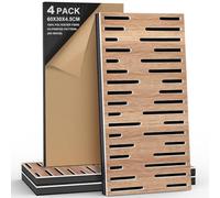 JBER Paquete de 4 paneles de espuma acústica, paneles autoadhesivos de insonorización para paredes, paneles decorativos de fibra de poliéster de tres capas perforados en 3D para estudio de grabación