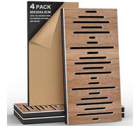 JBER Paquete de 4 paneles de espuma acústica, paneles autoadhesivos de insonorización para paredes, paneles decorativos de fibra de poliéster de tres capas perforados 3D para estudio de grabación