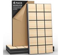 JBER Paquete de 4 paneles de espuma acústica, paneles autoadhesivos de insonorización para paredes, paneles decorativos de fibra de poliéster de tres capas perforados en 3D para estudio de grabación