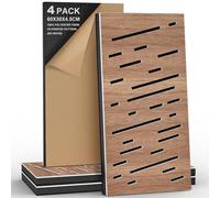 JBER Paquete de 4 paneles de espuma acústica, paneles autoadhesivos de insonorización para paredes, paneles decorativos de fibra de poliéster de tres capas perforados en 3D para estudio de grabación