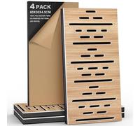 JBER Paquete de 4 paneles de espuma acústica, paneles autoadhesivos de insonorización para paredes, paneles decorativos de fibra de poliéster de tres capas perforados en 3D para estudio de grabación