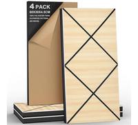 JBER Paquete de 4 paneles de espuma acústica, paneles autoadhesivos de insonorización para paredes, paneles decorativos de fibra de poliéster de tres capas perforados en 3D para estudio de grabación