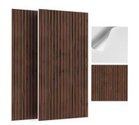 JBER Paquete de 6 paneles acústicos, paneles autoadhesivos de listones estriados a prueba de sonido para paredes, paneles decorativos de pared con impresión de grano de madera para estudio de