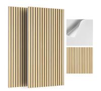 JBER Paquete de 6 paneles acústicos, paneles autoadhesivos de listones estriados a prueba de sonido para paredes, paneles decorativos de pared con impresión de grano de madera para estudio de
