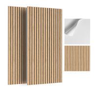 JBER Paquete de 6 paneles acústicos, paneles autoadhesivos de listones estriados a prueba de sonido para paredes, paneles decorativos de pared con impresión de grano de madera para estudio de