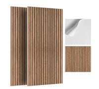JBER Paquete de 6 paneles acústicos, paneles autoadhesivos estriados a prueba de sonido para paredes, paneles decorativos de pared con impresión de grano de madera para estudio de grabación, oficinas