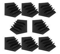JBER Paquete de 8 paneles de pared de espuma acústica para estudio de trampa de graves de 12 x 7 x 7 pulgadas, insonorizados, acabado de bloque de esquina para estudios, hogar y teatro