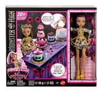 Monster High Cumplespantos Kit de pastelería con muñeca Clawdeen Wolf, conjunto de juego de decoración de pasteles con más de 20 accesorios, como un glaseado espeluznante, una pipeta y más, JBG78