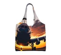 JBJGKHLP Aircraft Plane At Sunset - Bolsa de lona extragrande para ir de compras, viajes, playa, uso diario