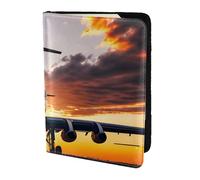JBJGKHLP Aircraft Plane at Sunset - Funda tipo cartera unisex para documentos de viaje, ligera, segura, accesorios de viaje, Black, Talla única