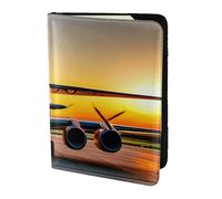 JBJGKHLP Aircraft Plane at Sunsets - Funda tipo cartera unisex para pasaporte, documentos de viaje, ligera, segura, accesorios de viaje, Black, Talla única