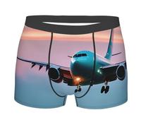 JBJGKHLP Airplane in The Evening Lights Print - Calzoncillos tipo bóxer transpirables para hombre, ropa interior cómoda para gimnasio, entrenamiento, uso en interiores y exteriores, Negro, L