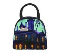 JBJGKHLP Bolsa de almuerzo aislada cómoda con estampado de mansión encantada, práctica bolsa fácil de llevar, para adultos, niños y familias
