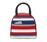 JBJGKHLP Bolsa de almuerzo aislada cómoda con estampado de rayas rojas, azules, blancas, grises, prácticas, fáciles de llevar, para adultos, niños y familias