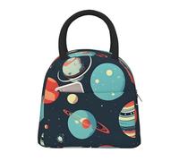 JBJGKHLP Bolsa de almuerzo térmica cómoda con estampado de planetas del espacio exterior, práctica bolsa fácil de llevar, para adultos, niños y familias