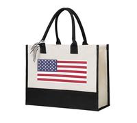 JBJGKHLP Bolsa de compras de lona con estampado de bandera estadounidense de gran capacidad para mujer, respetuosa con el medio ambiente para el día de la madre