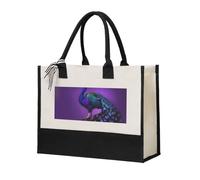 JBJGKHLP Bolsa de compras de lona con estampado de pavo real morado, de gran capacidad, para mujer, respetuosa con el medio ambiente, para el día de la madre