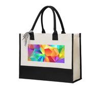 JBJGKHLP Bolsa de compras de lona con estampado geométrico de arcoíris de gran capacidad para mujer, respetuosa con el medio ambiente para el día de la madre