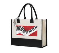 JBJGKHLP Bolsa de la compra de lona de gran capacidad con estampado de piano y notas musicales para mujer, ecológica, para el día de la madre