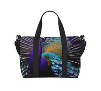 JBJGKHLP Bolsa de mano versátil con estampado de pavo real morado para hombres y mujeres, ligera, a la moda, fin de semana, viajes, gimnasio, impermeable
