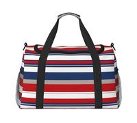 JBJGKHLP Bolsa de mano versátil con estampado de rayas rojas, azules, blancas y grises, plegable, para viajes de negocios, al aire libre