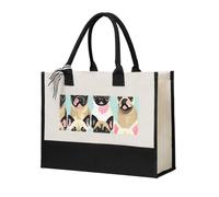 JBJGKHLP Bonito bolso de compras de lona con estampado de carlino de chihuahua, de gran capacidad, para mujer, ecológica, para el día de la madre