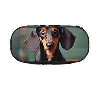 JBJGKHLP Bonito estuche con estampado de perro salchicha, práctico estuche de almacenamiento para bolígrafos, esencial para la escuela, la oficina, vibrante, Black, Talla única, Organizador de bolsas