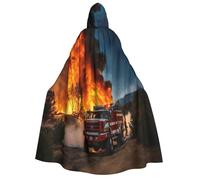 JBJGKHLP Capa con capucha con estampado de llama de bombero para adultos, carnaval, cosplay, capa de 190 cm, cómoda fiesta temática
