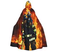 JBJGKHLP Capa con capucha con estampado de llama de bombero para adultos, carnaval, cosplay, capa de 190 cm, cómoda fiesta temática