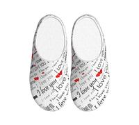 JBJGKHLP Chanclas lavables unisex con diseño de palabras con corazones y texto en inglés "I Love You Words with Hearts" con suela TPR, zapatos de hotel para invitados