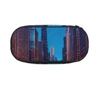 JBJGKHLP Chicago Night Print - Práctico estuche para lápices, práctico estuche para guardar bolígrafos, escuela, oficina, artículos esenciales vibrantes, Black, Talla única, Organizador de bolsas