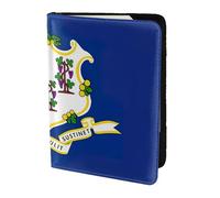 JBJGKHLP Connecticut - Funda tipo cartera unisex con diseño de bandera del estado de Connecticut, para pasaporte, documentos de viaje, ligera, segura, accesorios de viaje, Black, Talla única