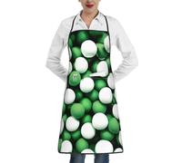JBJGKHLP Delantal de fútbol con estampado de color blanco y verde para cocinar, bolsillos prácticos, supermercados, restaurantes, hoteles