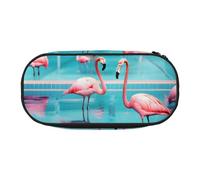 JBJGKHLP Estuche práctico con estampado de flamenco y piscina, práctico estuche de almacenamiento para bolígrafos, artículos esenciales para la escuela y la oficina, Black, Talla única, Organizador de