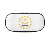 JBJGKHLP Estuche práctico con estampado de la bandera del estado de Rhode Island, práctico estuche de almacenamiento para bolígrafos, artículos esenciales para la escuela y la oficina, Black, Talla