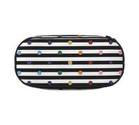 JBJGKHLP Estuche práctico con estampado de lunares y arcoíris en blanco y negro, práctico estuche de almacenamiento para bolígrafos, esencial para la escuela y la oficina, Black, Talla única