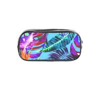 JBJGKHLP Estuche transparente con estampado de plantas tropicales de flores rosas, para niños y niñas, suministros de oficina y artículos de papelería transparente