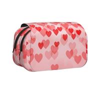 JBJGKHLP Estuche versátil con estampado de corazones rojos, gran capacidad, para maquillaje, artículos de tocador, viajes, oficina