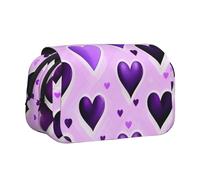 JBJGKHLP Fashional - Estuche versátil con estampado de corazones morados de gran capacidad, neceser de maquillaje para viajes, oficina