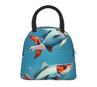JBJGKHLP Flying Fish in The Ocean - Bolsa de almuerzo con aislamiento cómodo y práctico para adultos, niños y familias