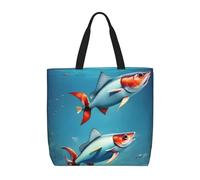 JBJGKHLP Flying Fish In The Ocean - Bolsa organizadora extragrande unisex con estampado de peces voladores para el hombro, reutilizable, respetuosa con el medio ambiente
