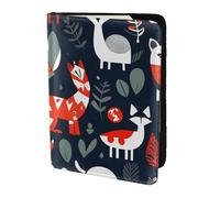 JBJGKHLP Funda tipo cartera unisex con estampado de animales escandinavos para pasaporte, documentos de viaje, ligera, segura, accesorios de viaje, Black, Talla única