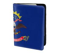 JBJGKHLP Funda tipo cartera unisex con estampado de bandera del estado de Dakota del Norte, para documentos de viaje, ligera, segura, accesorios de viaje, Black, Talla única