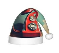 JBJGKHLP Inglaterra Reino Unido Retro Londres impresión telefónica sombrero de Navidad niños se adapta a años sombrero de Papá Noel con para fiestas de vacaciones celebraciones