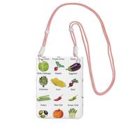 JBJGKHLP Introducción de varios vegetales a la moda, ligera, delgada, bolsa cruzada para teléfono, resistente al agua, viajes, uso al aire libre, Pink, Talla única