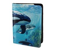 JBJGKHLP Killer Whales Swim Along - Funda tipo cartera unisex para pasaporte, documentos de viaje, ligera, segura, accesorios de viaje, Black, Talla única