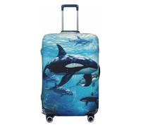 JBJGKHLP Killer Whales Swim Along - Maleta universal elástica protectora de equipaje, impermeable, viajes, negocios, vacaciones, Black, L, Equipaje de mano