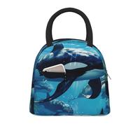 JBJGKHLP Killer Whales Swim Along Print - Bolsa de almuerzo aislada cómoda y práctica bolsa fácil de transportar para adultos, niños y familias