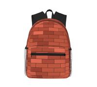 JBJGKHLP Mochila casual ligera con estampado de pared de ladrillo rojo, resistente al agua, bolsa de hombro doble para viajes, senderismo