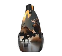 JBJGKHLP Mochila de cintura unisex con estampado de alce y oso de ciervo, diagonal, para viajes, senderismo, uso diario